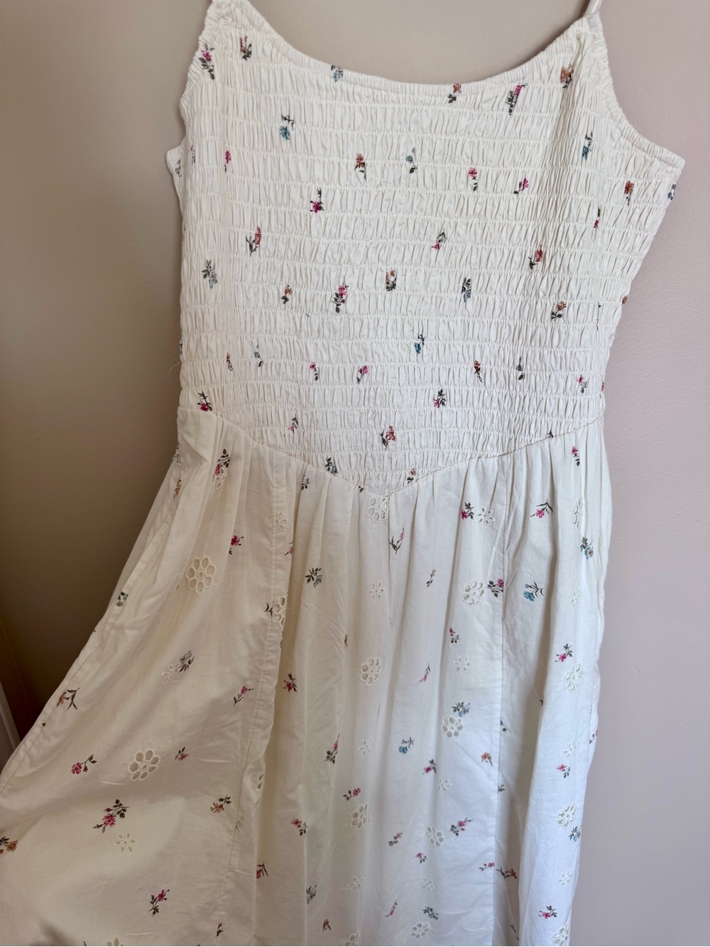 American Eagle Bella Smocked Drop Waist Midi Dress